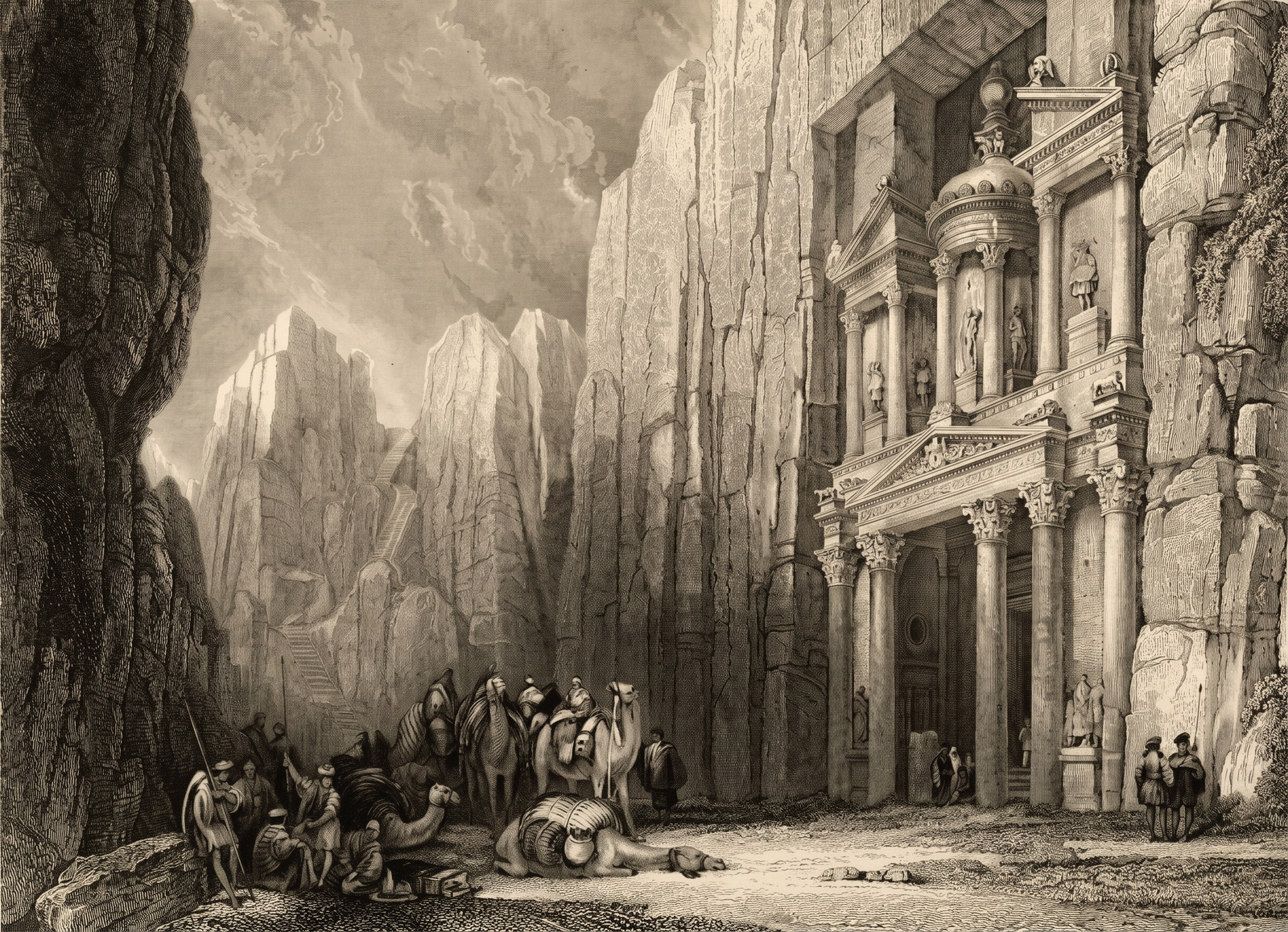 Petra "The Treasury" — Illustration of the Treasury of Petra dated 1836 (1836)